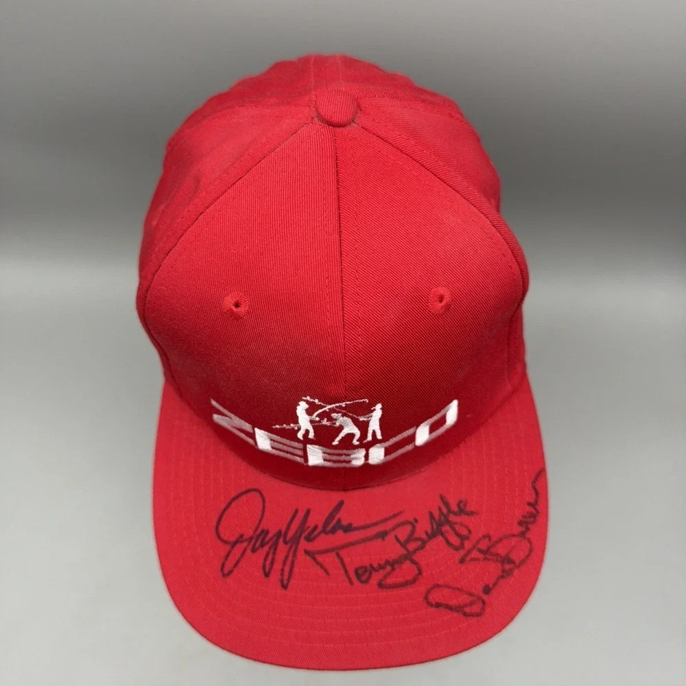 Vintage Zebco Fishing Hat Signed Jay Yelas Tommy Biffle Denny Brauer Snapback
